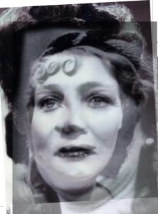 A black and whte composite photo of two women faces. Yes, two-faced.