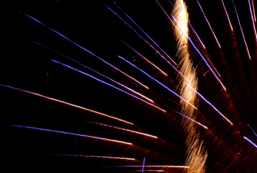 Abstract image of fireworks going off in slow motion.