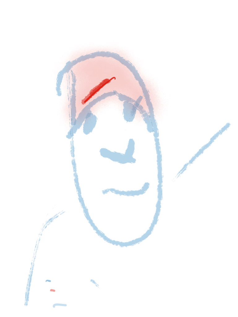 A sketch of Little Cartey wearing a red cap.