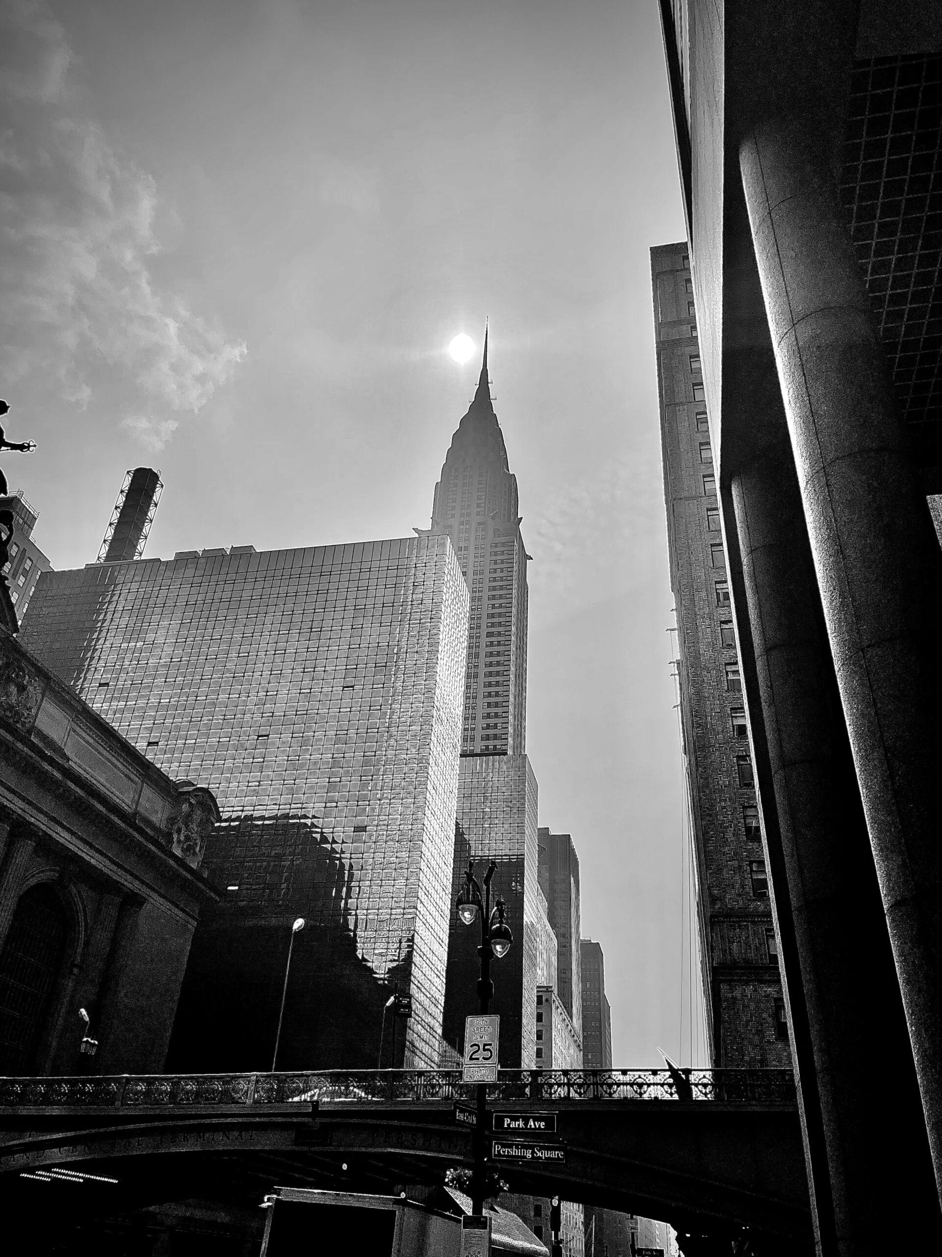 NEw York City with the sun behind it.